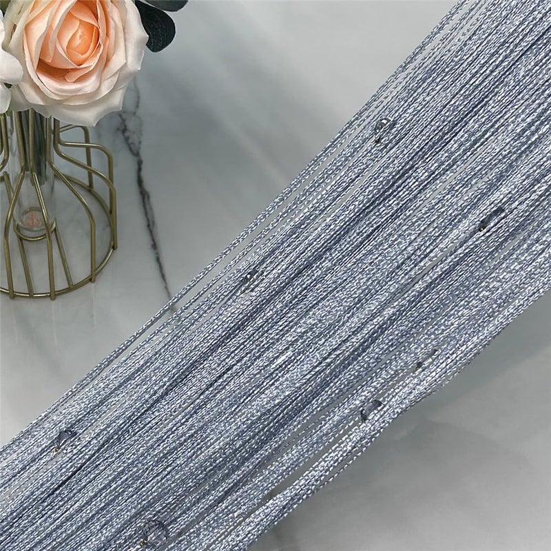 Eve Split Decorative Door String Curtain Wall Panel Fringe Window Room Divider Blind for Wedding Coffee House Restaurant Parts Crystal Tassel Screen Home Decoration (silver002) - Image 4